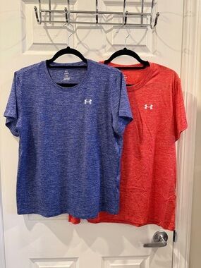 Under Armour Women’s Short Sleeve Performance Tees - Blue & Red